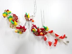 アンティーク　つまみ細工　びらびら髪飾りセット